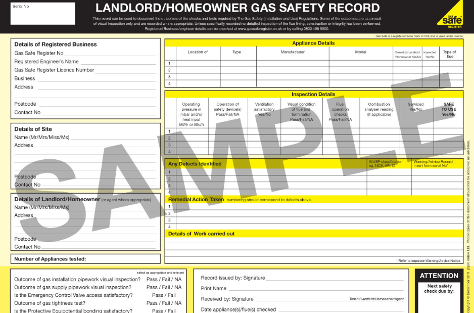 Gas Safety Certificate GSC